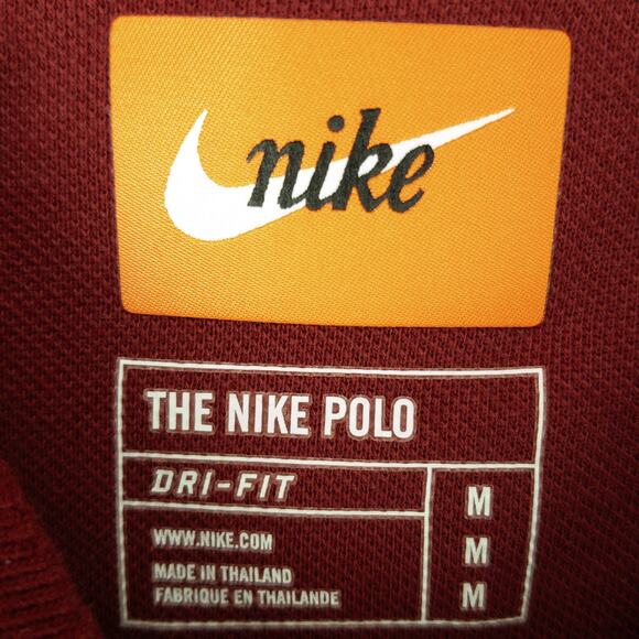 Nike Polo Dri-Fit Polo Men's Medium Logo Short Sleeve Red Cotton Blend Pique - Picture 3 of 11